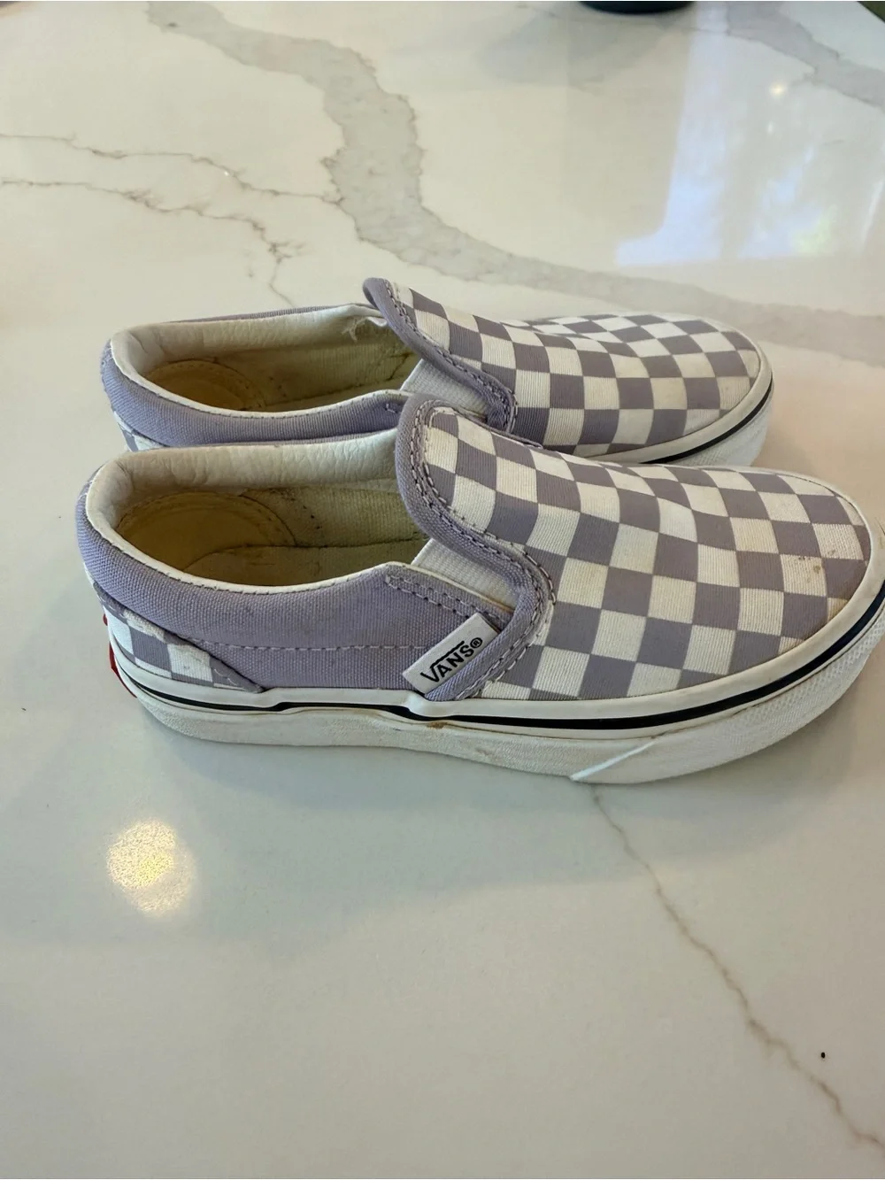 Vans Kids Toddler Slip-On Checkerboard Sneakers Light Purple and White Size 11
